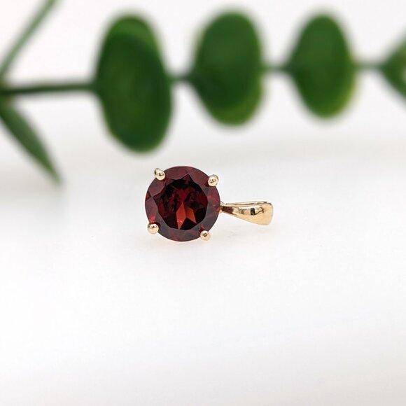 Madagascar Garnet Pendant in Solid 14K Gold | 8mm Round Shape - Picture 6 of 9